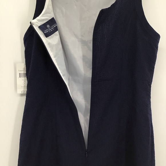 Lauren James Bailey Seersucker Dress Casual Summer Resort Navy NWT Size Medium - Picture 7 of 10